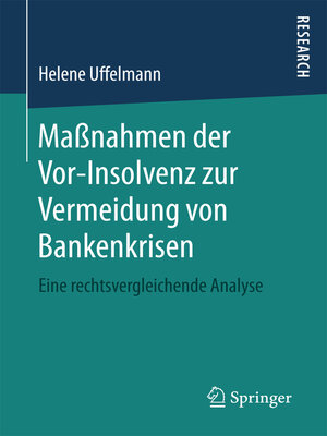 cover image of Maßnahmen der Vor-Insolvenz zur Vermeidung von Bankenkrisen